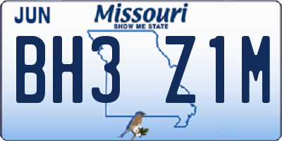 MO license plate BH3Z1M
