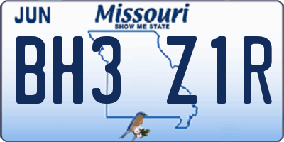 MO license plate BH3Z1R