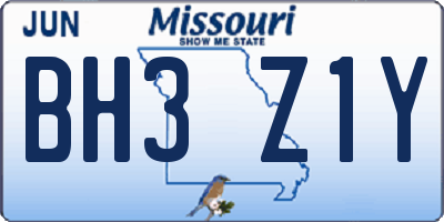 MO license plate BH3Z1Y