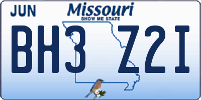 MO license plate BH3Z2I
