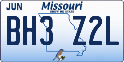 MO license plate BH3Z2L