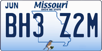 MO license plate BH3Z2M