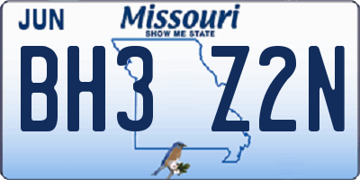 MO license plate BH3Z2N