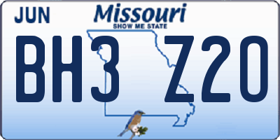 MO license plate BH3Z2O