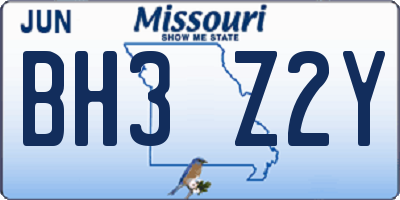 MO license plate BH3Z2Y