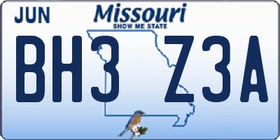 MO license plate BH3Z3A