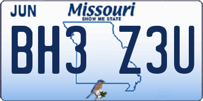 MO license plate BH3Z3U