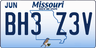 MO license plate BH3Z3V