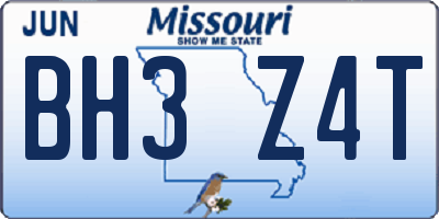 MO license plate BH3Z4T