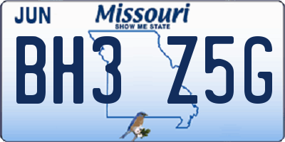 MO license plate BH3Z5G