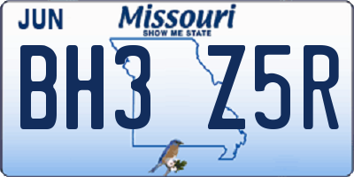 MO license plate BH3Z5R