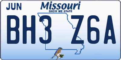 MO license plate BH3Z6A