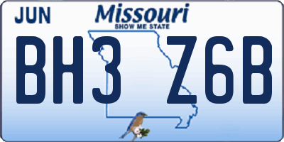 MO license plate BH3Z6B