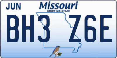 MO license plate BH3Z6E