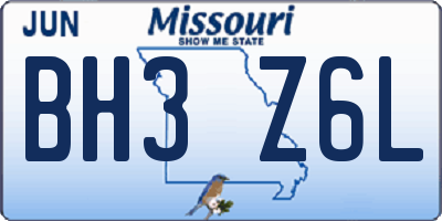 MO license plate BH3Z6L