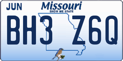 MO license plate BH3Z6Q