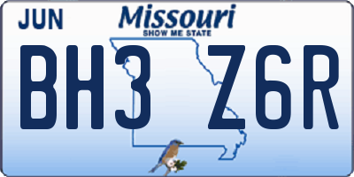MO license plate BH3Z6R