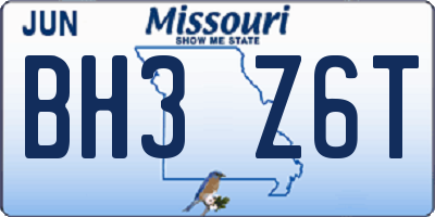 MO license plate BH3Z6T