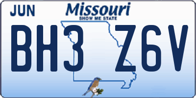 MO license plate BH3Z6V