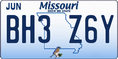 MO license plate BH3Z6Y
