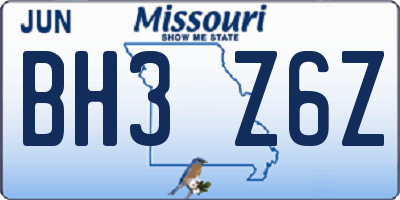 MO license plate BH3Z6Z