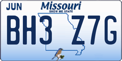 MO license plate BH3Z7G
