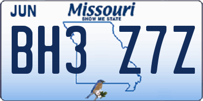 MO license plate BH3Z7Z