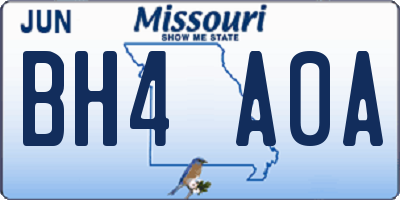 MO license plate BH4A0A