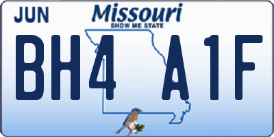 MO license plate BH4A1F