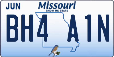 MO license plate BH4A1N