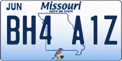 MO license plate BH4A1Z
