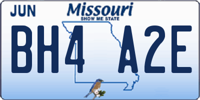 MO license plate BH4A2E