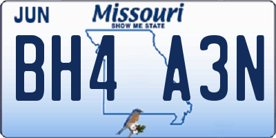 MO license plate BH4A3N