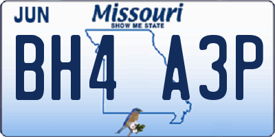 MO license plate BH4A3P