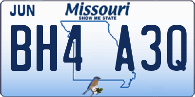 MO license plate BH4A3Q