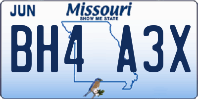 MO license plate BH4A3X