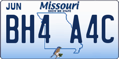 MO license plate BH4A4C