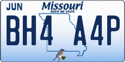 MO license plate BH4A4P
