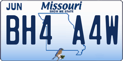 MO license plate BH4A4W