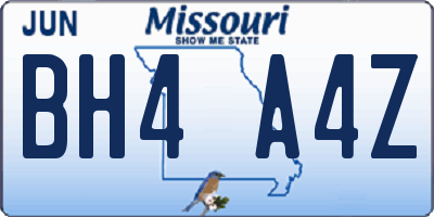 MO license plate BH4A4Z