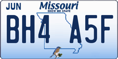 MO license plate BH4A5F