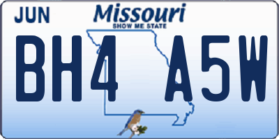 MO license plate BH4A5W