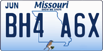 MO license plate BH4A6X