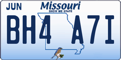 MO license plate BH4A7I