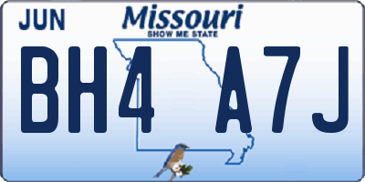 MO license plate BH4A7J