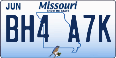 MO license plate BH4A7K