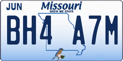 MO license plate BH4A7M