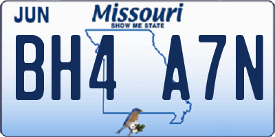 MO license plate BH4A7N