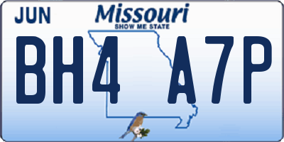 MO license plate BH4A7P