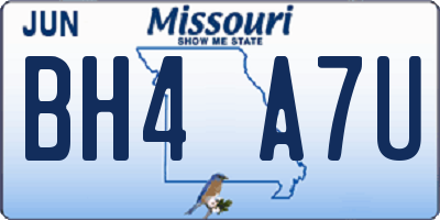 MO license plate BH4A7U